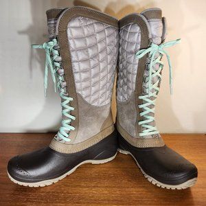 The North Face THERMOBALL Insulated Suede Silver Winter Snow Boots Women (7.5)